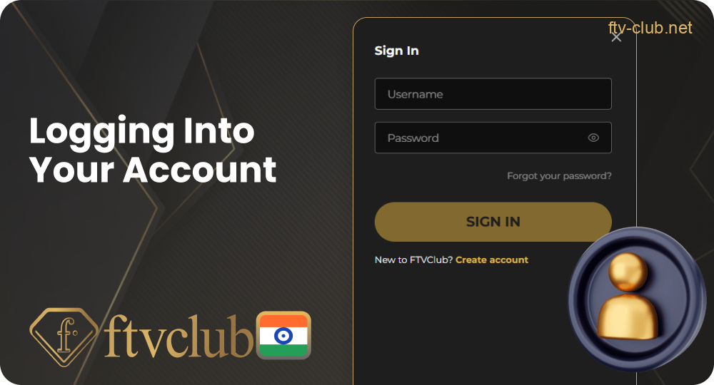 Secure sign in page of FTVClub India